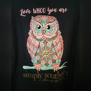 Simply Southern Navy Long Sleeve Tee with Colorful Owl Design